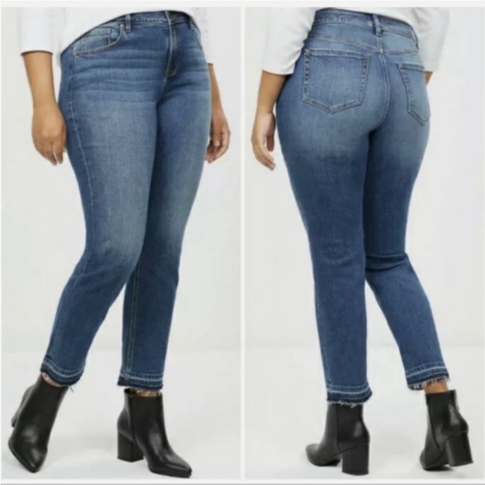 Lane Bryant blue High Rise Essential Stretch Straight Crop Jeans Plus Size 22